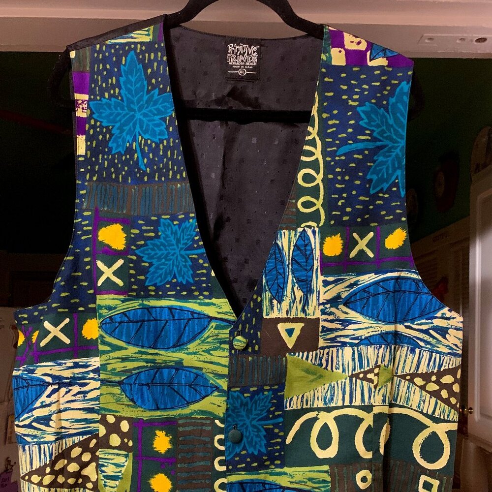 Men's Geometric Design Vest by Primitive Prints XL